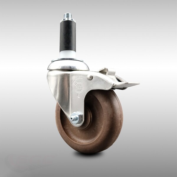 Service Caster 4 Inch 316SS High Temp Glass Filled Nylon 1 Inch Stem Caster Lock Brake SCC SCC-SS316TTLEX20S414-GFNSHT-1 - main